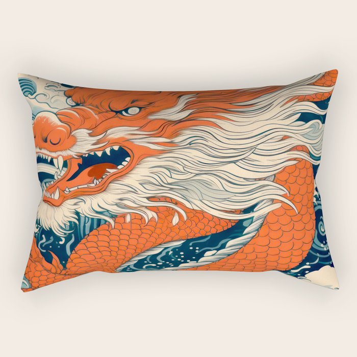 Ocean Storm Dragon Rectangular Pillow Gallery Image 1