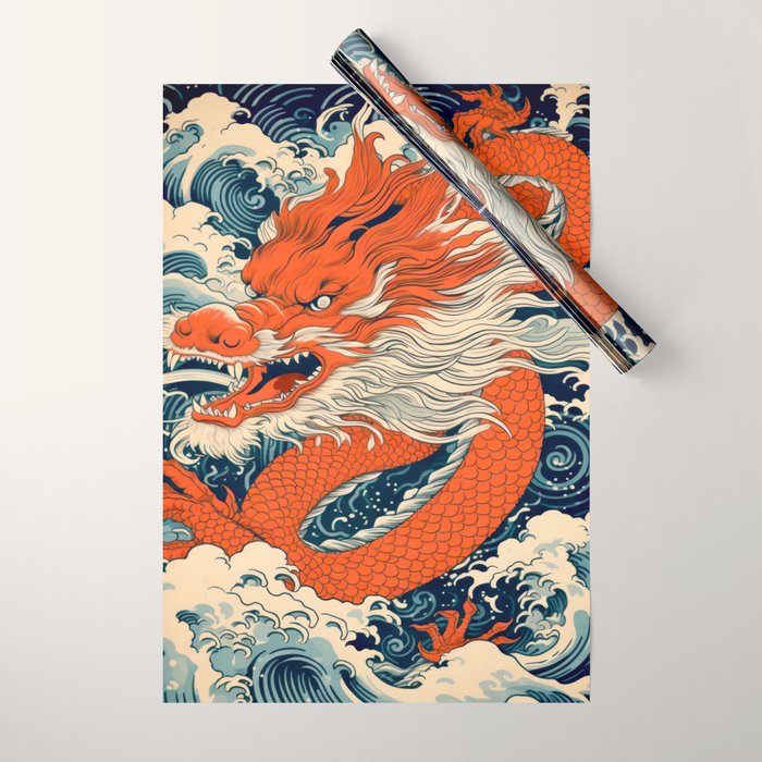 Ocean Storm Dragon Wrapping Paper Gallery Image 1