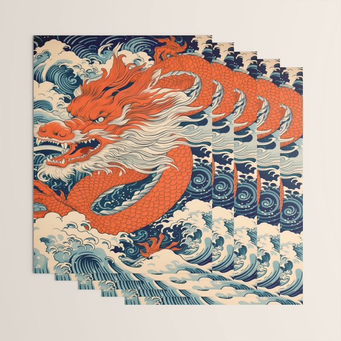 Ocean Storm Dragon Wrapping Paper Gallery Image 3