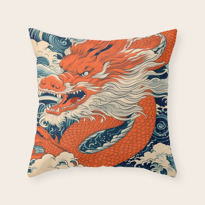 Ocean Storm Dragon Throw Pillow Gallery Image 6