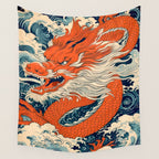 Ocean Storm Dragon Wall Tapestry Gallery Image 4