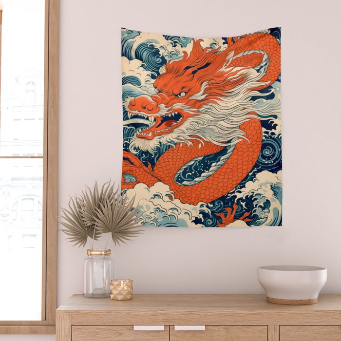 Ocean Storm Dragon Wall Tapestry Gallery Image 2