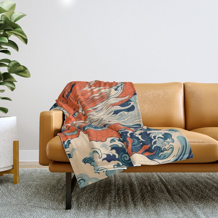 Ocean Storm Dragon Throw Blanket Gallery Image 1