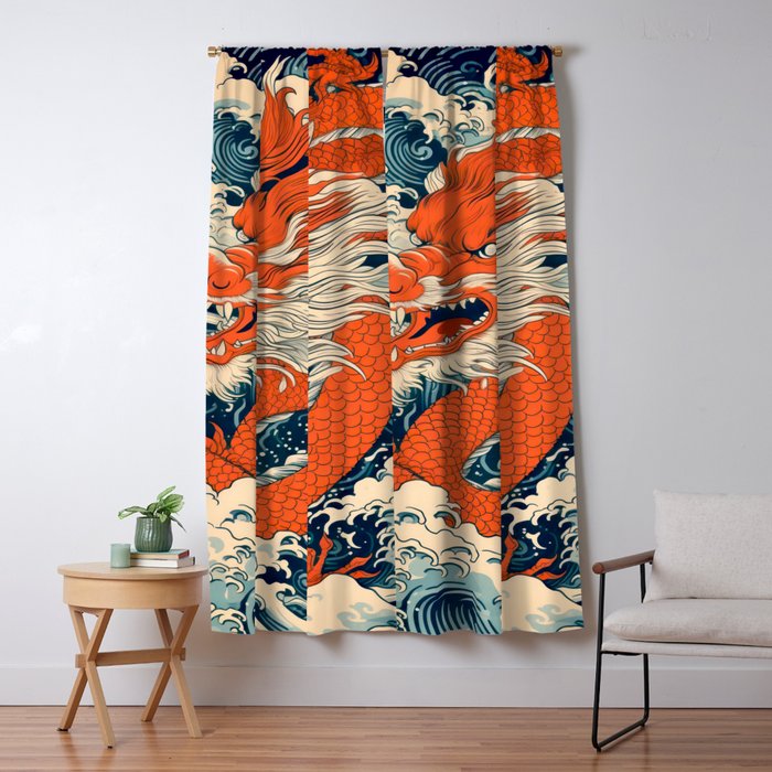 Ocean Storm Dragon Window Curtain Gallery Image 1