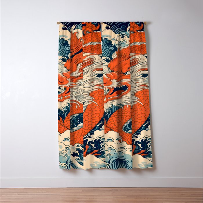 Ocean Storm Dragon Window Curtain Gallery Image 3