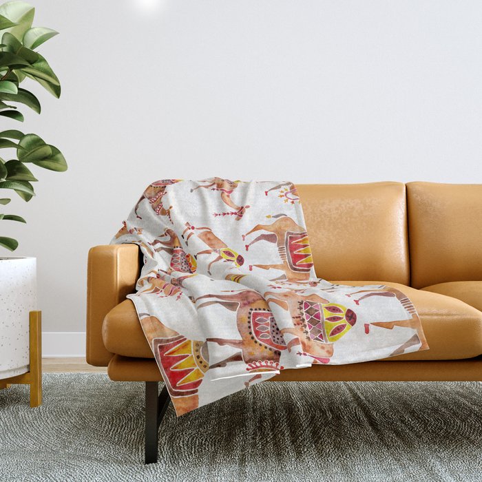Camel Train Throw Blanket Gallery Image 1