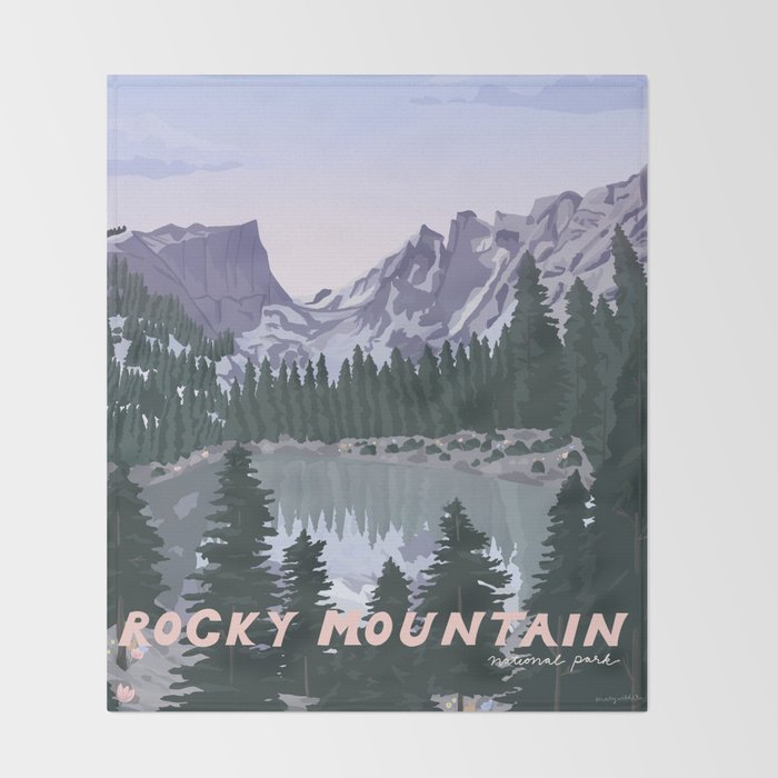 Rocky Mountain National Park Poster, Colorado, USA, Denver, Rocky Mountains, National Parks Throw Blanket Gallery Image 2