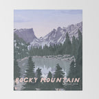 Rocky Mountain National Park Poster, Colorado, USA, Denver, Rocky Mountains, National Parks Throw Blanket Gallery Image 2