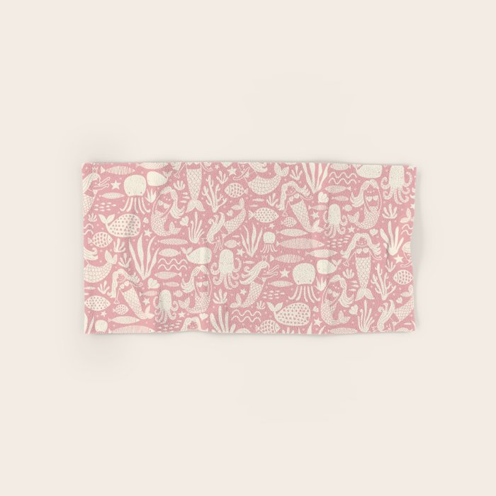 Underwater Fairytale Ocean Fish Mermaid Pattern Rose Pink Bath Towel Gallery Image 1