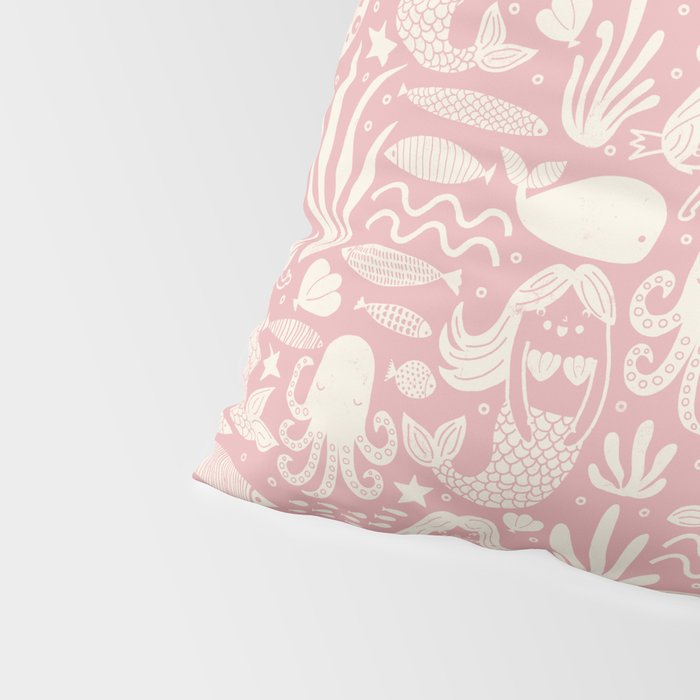 Underwater Fairytale Ocean Fish Mermaid Pattern Rose Pink Pillow Sham Gallery Image 4