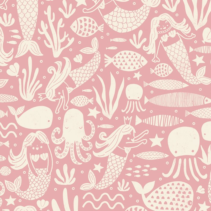 Underwater Fairytale Ocean Fish Mermaid Pattern Rose Pink Coffee Mug Gallery Image 2
