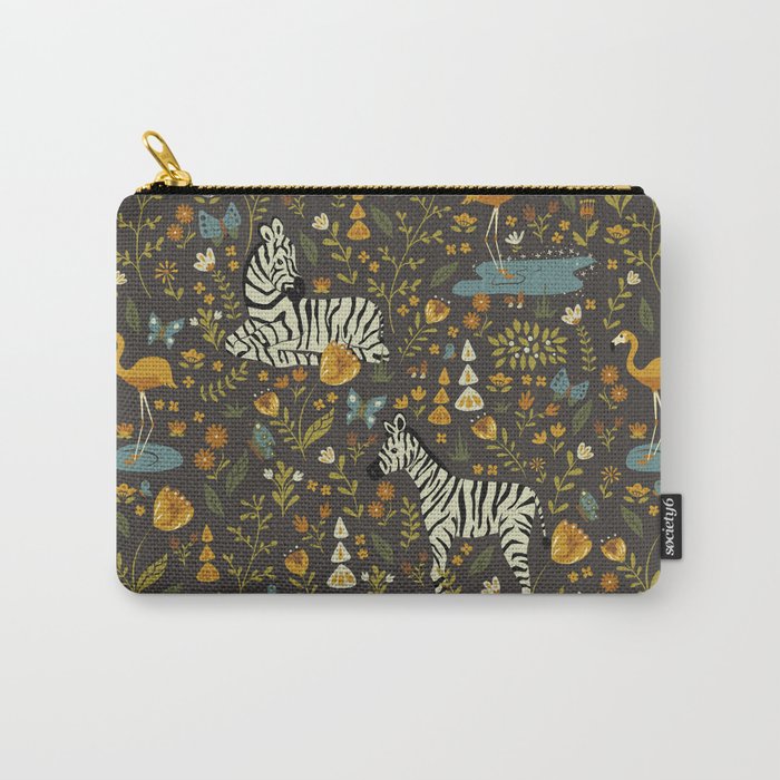 Zebras in Wild Fall Garden Carry All Pouch Gallery Image 1