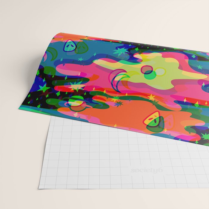 Psychedelic 3D Alien Print Wrapping Paper Gallery Image 2