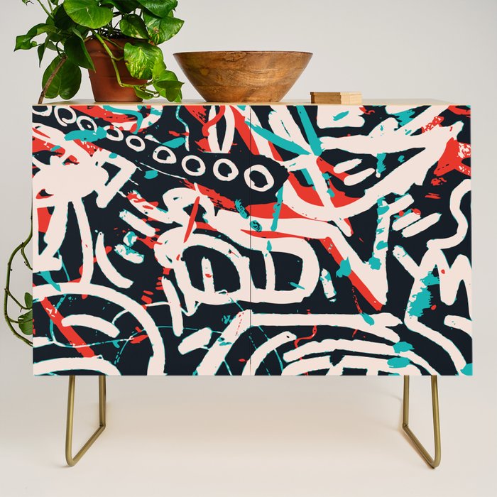 Street Art Pattern Graffiti Post Credenza Gallery Image 1