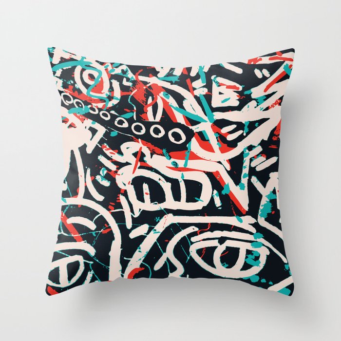 Street Art Pattern Graffiti Post Throw Pillow Gallery Image 6