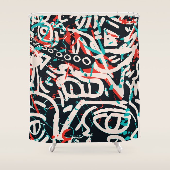 Street Art Pattern Graffiti Post Shower Curtain Gallery Image 1