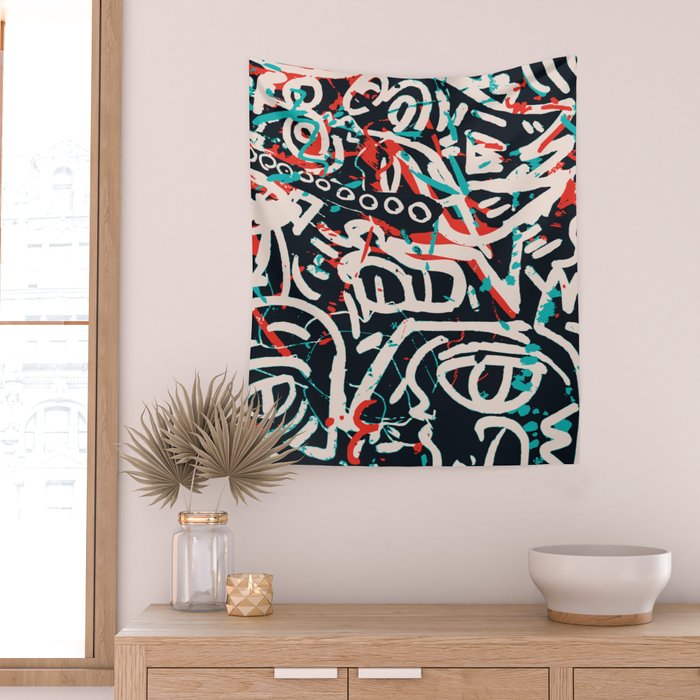 Street Art Pattern Graffiti Post Wall Tapestry Gallery Image 2