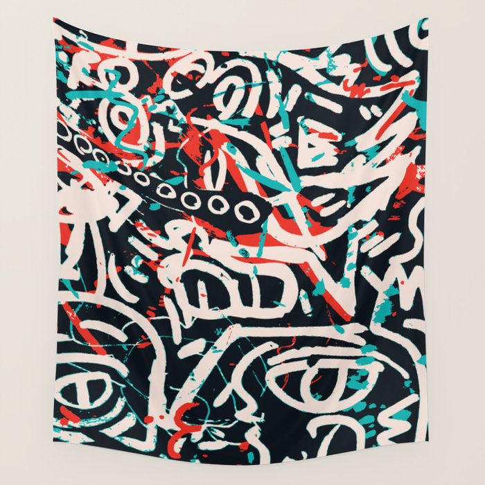 Street Art Pattern Graffiti Post Wall Tapestry Gallery Image 4