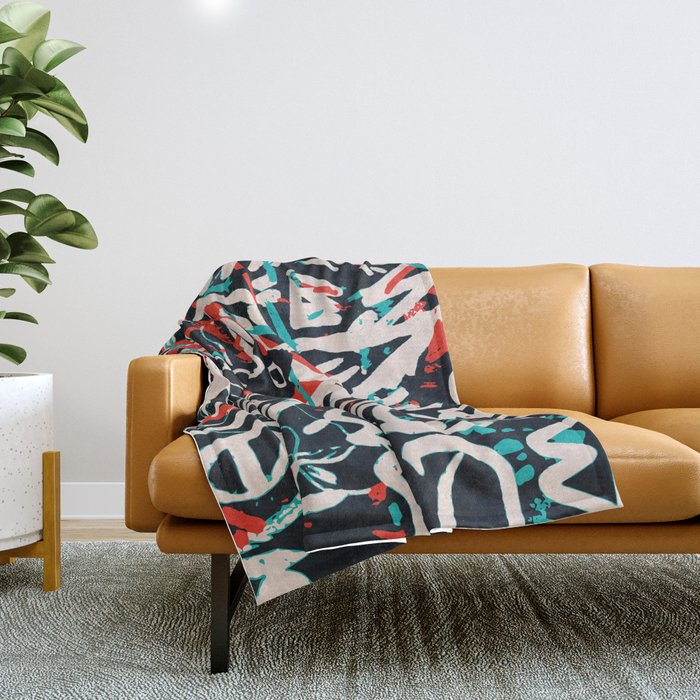 Street Art Pattern Graffiti Post Throw Blanket Gallery Image 1