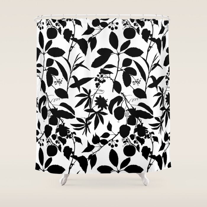 Exotic Passionflower Bold Botanical Silhouettes Shower Curtain Gallery Image 1