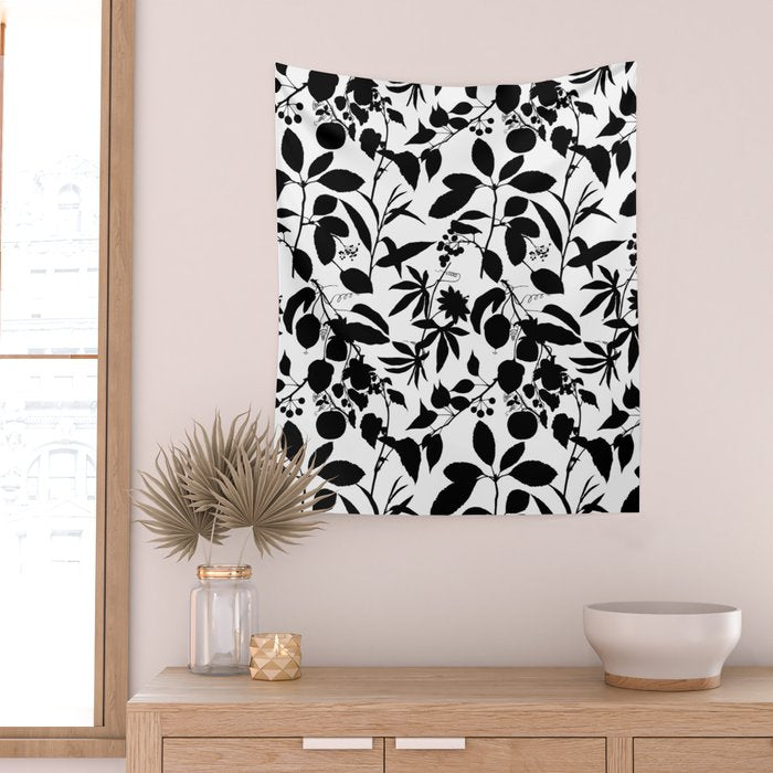 Exotic Passionflower Bold Botanical Silhouettes Wall Tapestry Gallery Image 2