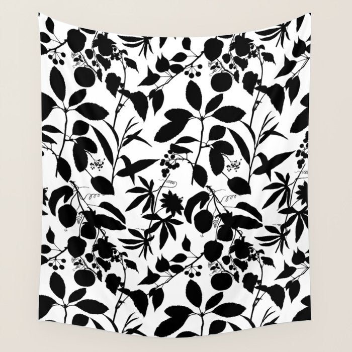 Exotic Passionflower Bold Botanical Silhouettes Wall Tapestry Gallery Image 1