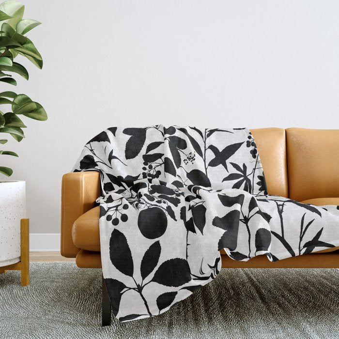 Exotic Passionflower Bold Botanical Silhouettes Throw Blanket Gallery Image 2