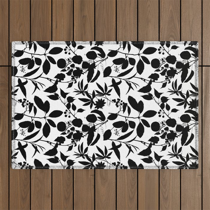 Exotic Passionflower Bold Botanical Silhouettes Outdoor Rug Gallery Image 1