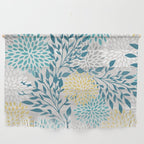 Garden Florals, Yellow, Teal, Gray Wall Hanging Gallery Image 1