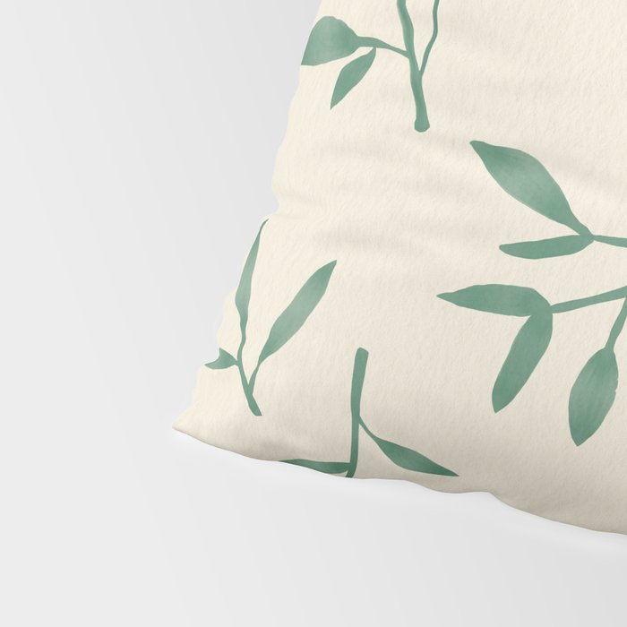 Leaf Pattern Watercolor - Green Pillow Sham Gallery Image 4