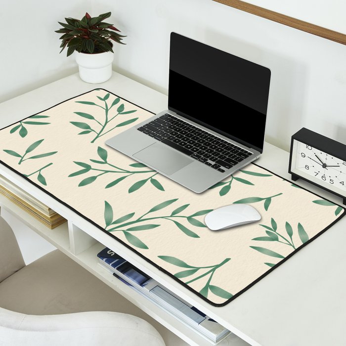 Leaf Pattern Watercolor - Green Desk Mat Gallery Image 2