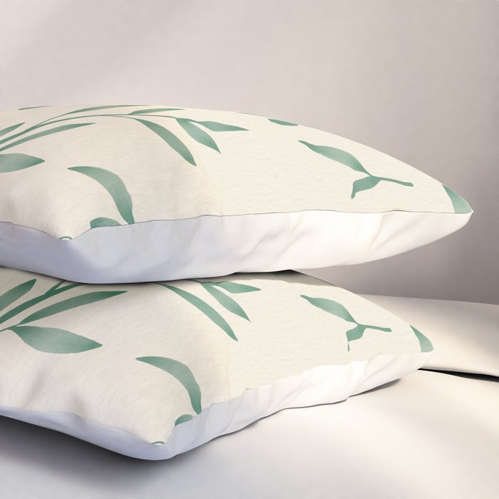 Leaf Pattern Watercolor - Green Pillow Sham Gallery Image 3
