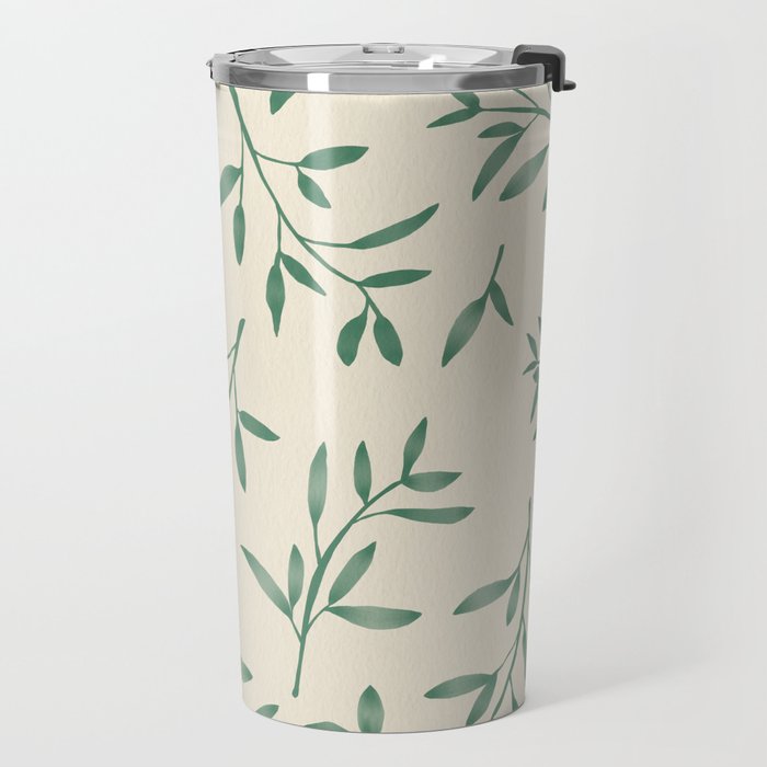 Leaf Pattern Watercolor - Green Travel Mug Gallery Image 2