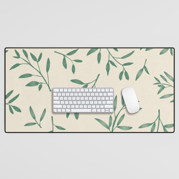 Leaf Pattern Watercolor - Green Desk Mat Gallery Image 1