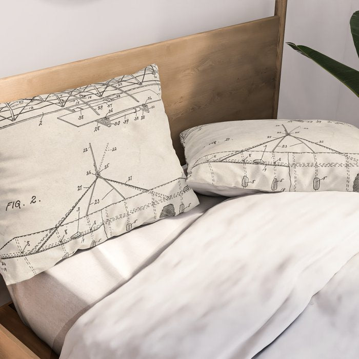 Wright Brother's Airplane Patent - Aviation History Art - Antique Pillow Sham Gallery Image 2