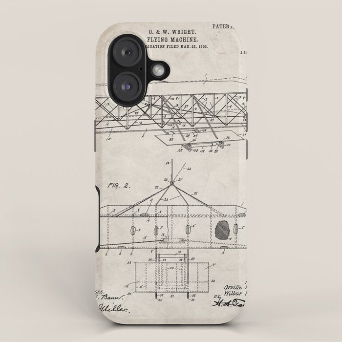 Wright Brother's Airplane Patent - Aviation History Art - Antique iPhone Case Gallery Image 1