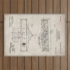 Wright Brother's Airplane Patent - Aviation History Art - Antique Outdoor Rug Gallery Image 1