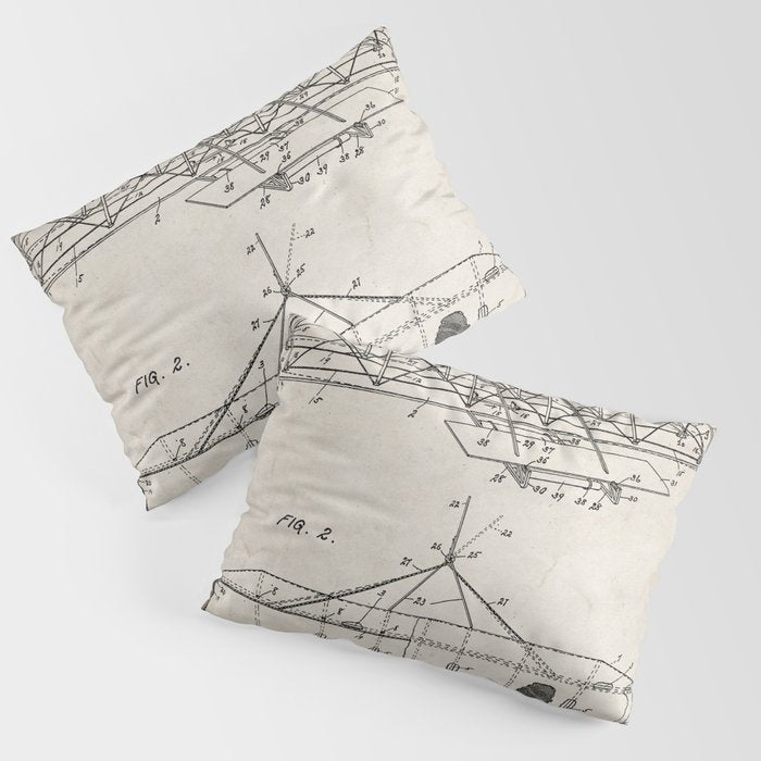 Wright Brother's Airplane Patent - Aviation History Art - Antique Pillow Sham Gallery Image 1
