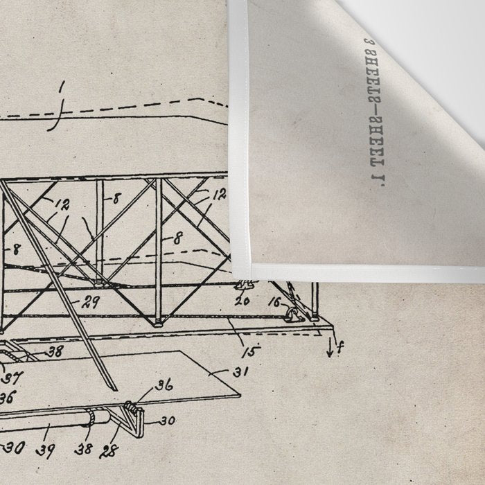 Wright Brother's Airplane Patent - Aviation History Art - Antique Wall Tapestry Gallery Image 3