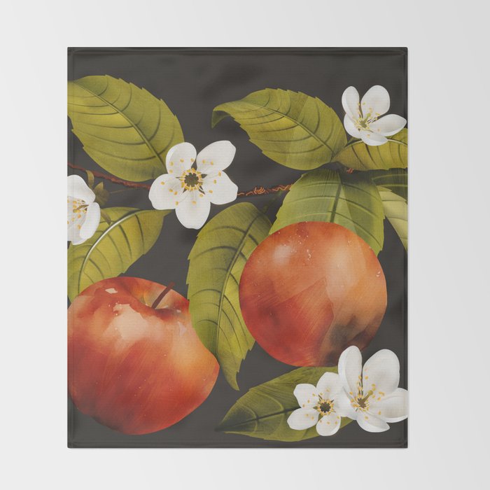 Apples Botanical Art 1 Throw Blanket Gallery Image 2