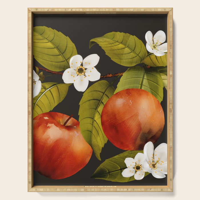 Apples Botanical Art 1 Serving Tray Gallery Image 1