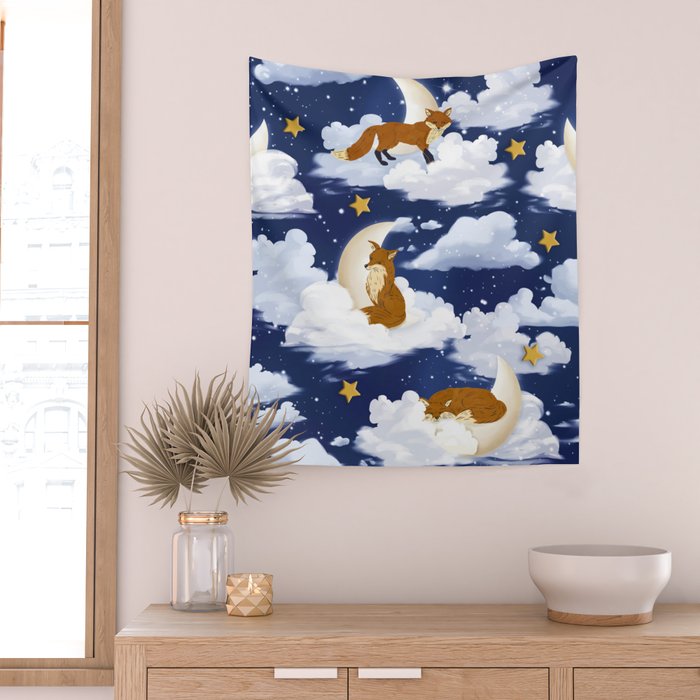 Enchanted Fox Moons Wall Tapestry Gallery Image 2