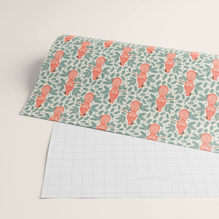 Cardinal Bird and Pine Branches Wrapping Paper Gallery Image 2