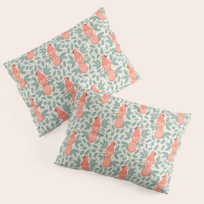 Cardinal Bird and Pine Branches Pillow Sham Gallery Image 3
