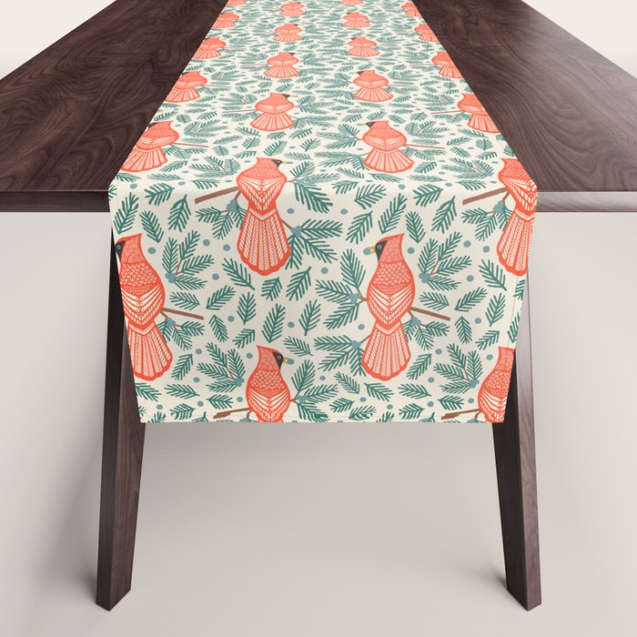 Cardinal Bird and Pine Branches Table Runner Gallery Image 1