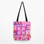 I Love You Checkerboard - Pink Red & Purple Tote Bag Gallery Image 2