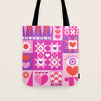 I Love You Checkerboard - Pink Red & Purple Tote Bag Gallery Image 1