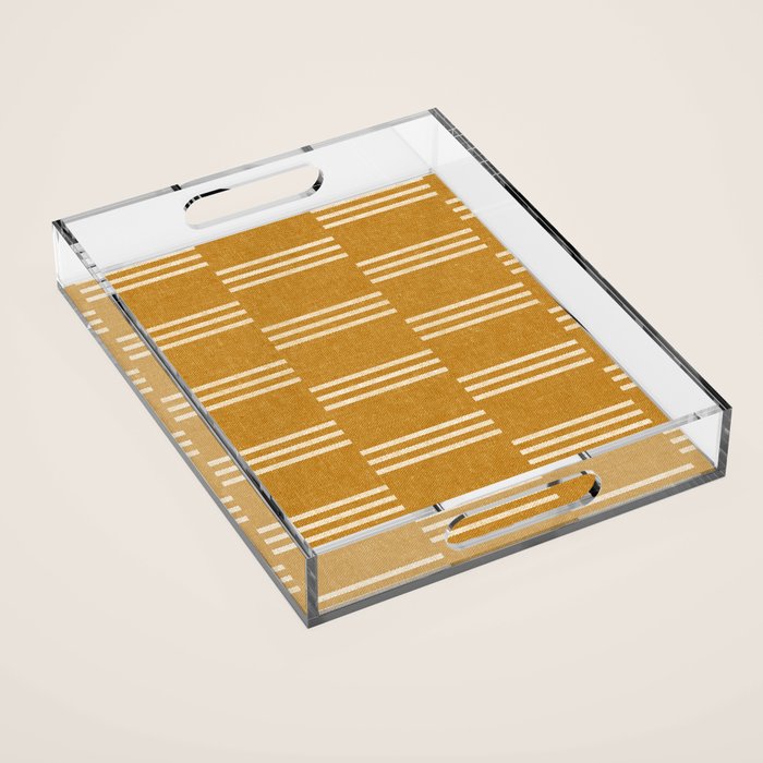 ella stripe - mustard Acrylic Tray Gallery Image 1