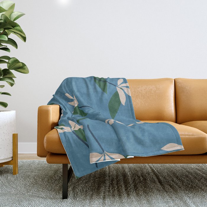 Sprouts | Blue Throw Blanket Gallery Image 1