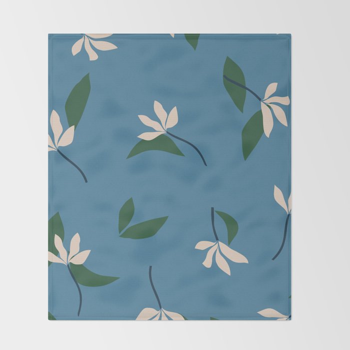 Sprouts | Blue Throw Blanket Gallery Image 2